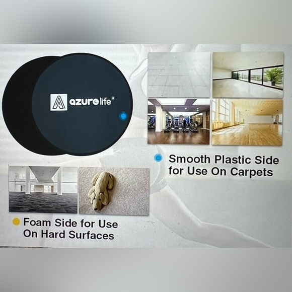 Azure Life Core Sliders Push Ups Size 7 Fitness Exercise Home Black Sealed NIB - Picture 8 of 9